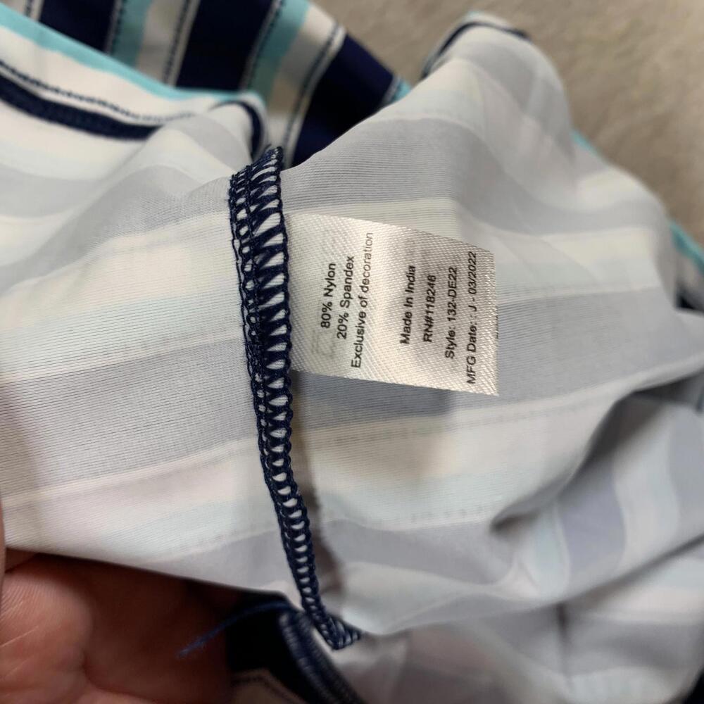 Cabana Life Romper Womens Large Blue White Striped Delray UPF 50+ Ruffle Sleeve‎ - Picture 9 of 10